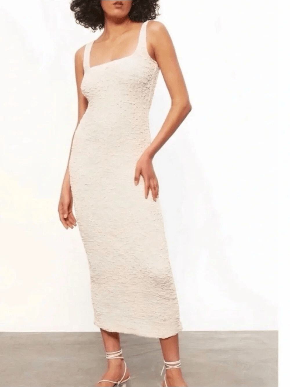 Mara Hoffman Cream Textured Midi Dress S